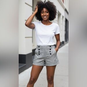 Express Vintage Sailor Gray Buttoned Women's Shorts